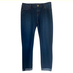 The Limited-Denim Dark Rinse Skinny Ankle 312 Boyfriend Cut Jean. Cropped/Cuffed